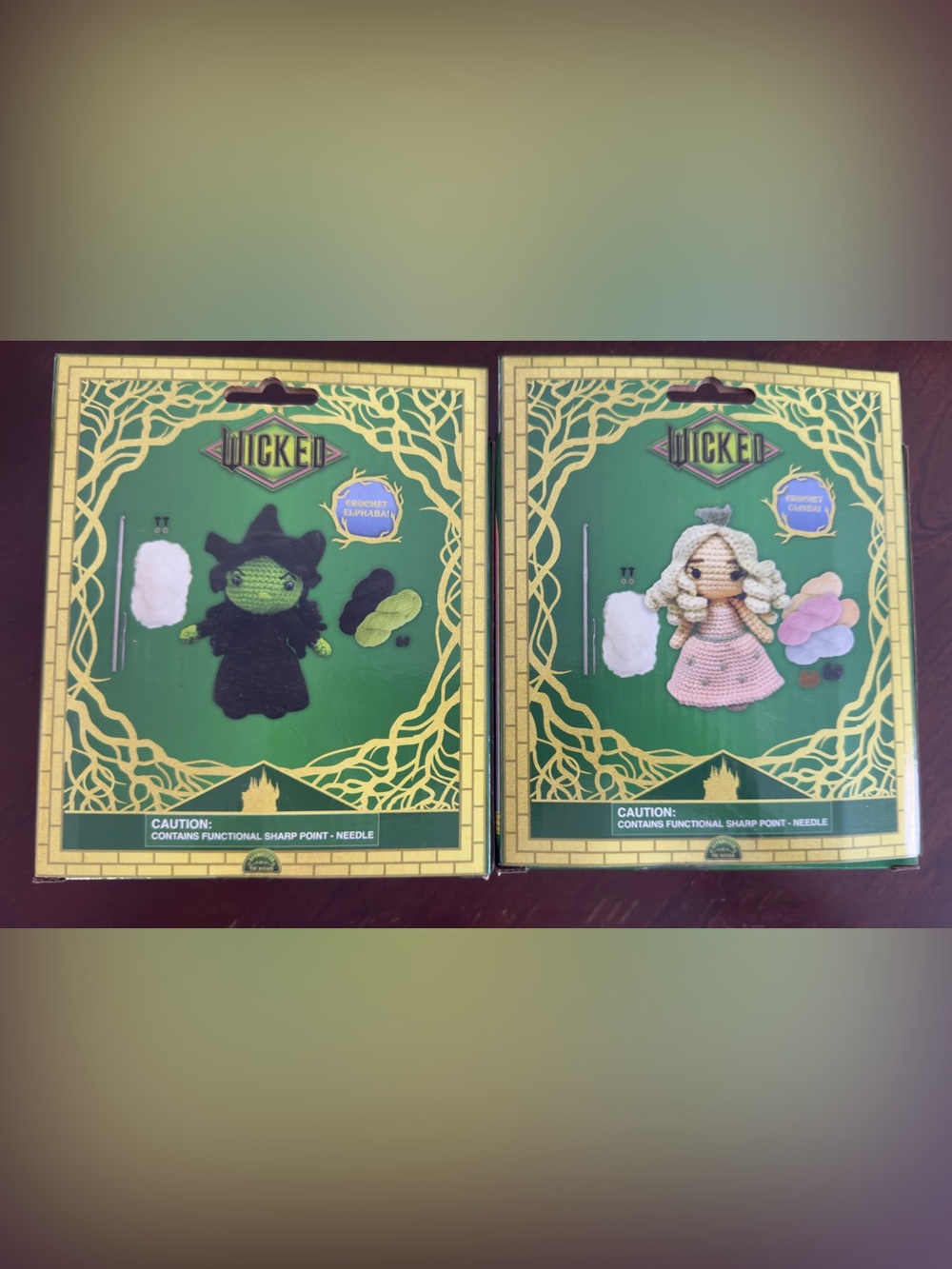 Wicked Crochet Craft Kits, Elphaba & Glinda - Green & Pink